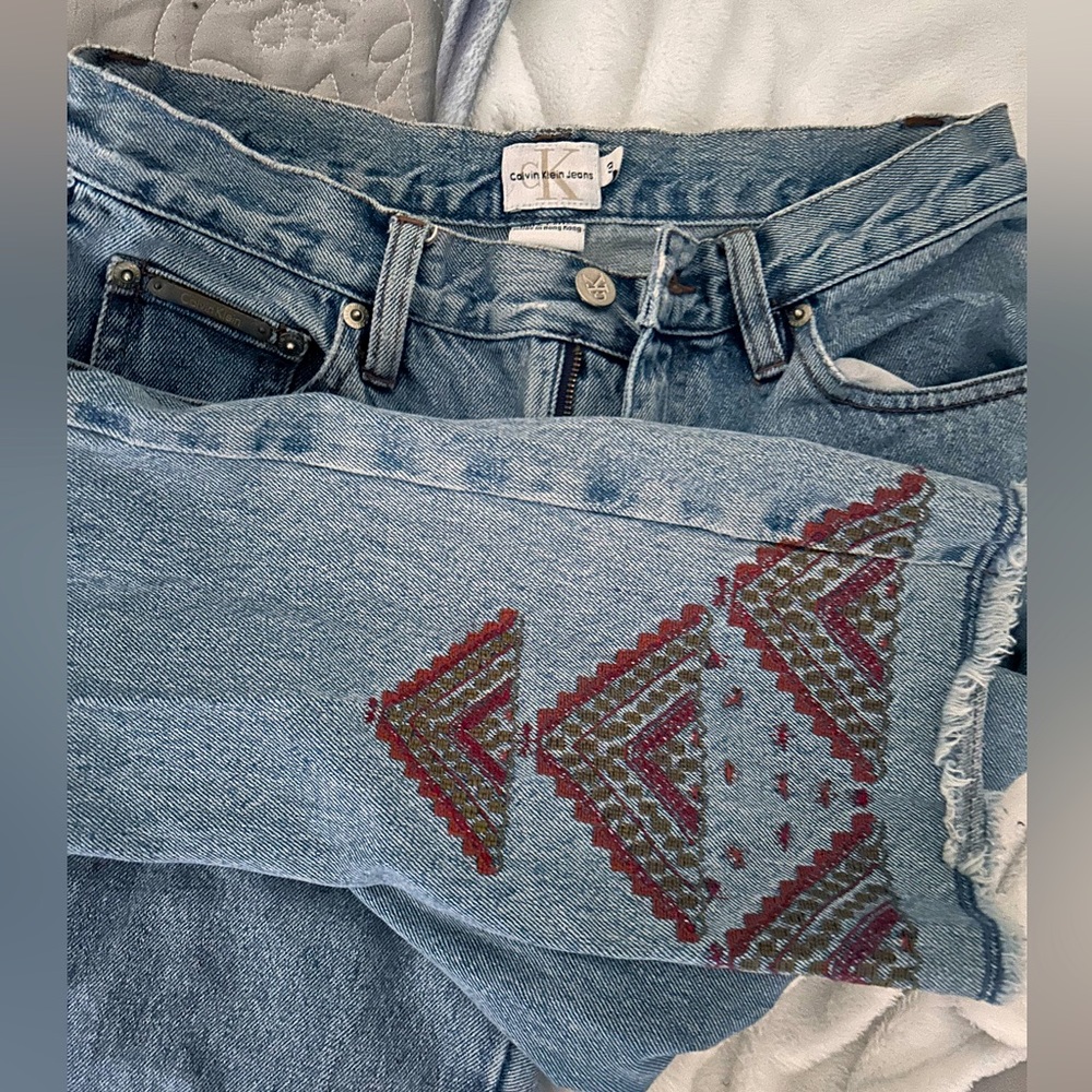 Vintage Calvin Klein Jeans / Light Wash Embroidered Boot Cut Jeans